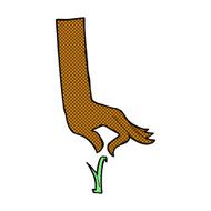 comic cartoon hand picking blade of grass N2