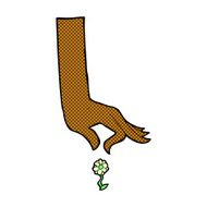 comic cartoon hand picking flower N2
