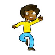 comic cartoon excited boy dancing
