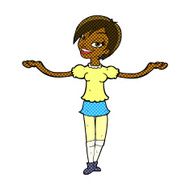comic cartoon woman making open arm gesture N2