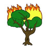 comic cartoon burning tree N7