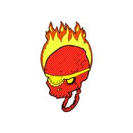 comic cartoon spooky skull with eye patch N2