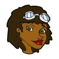 comic cartoon happy woman wearing aviator goggles N2