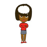 comic cartoon woman with folded arms imagining N2