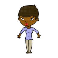 comic cartoon woman shrugging shoulders N79
