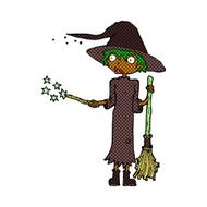 comic cartoon witch casting spell N4
