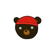 comic cartoon black bear cub wearing hat