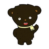 comic cartoon black bear waving