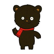 comic cartoon black bear waving N2
