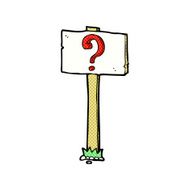 comic cartoon signpost with question mark
