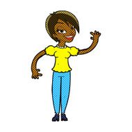 comic cartoon woman waving N53