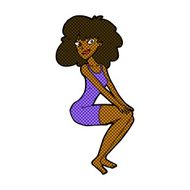comic cartoon sitting woman in dress N2