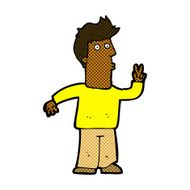 comic cartoon man giving peace sign N9
