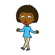 comic cartoon woman shrugging shoulders N80
