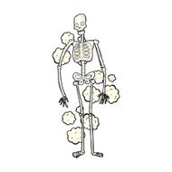comic cartoon dusty old skeleton