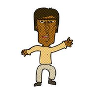 comic cartoon angry man waving warning N2