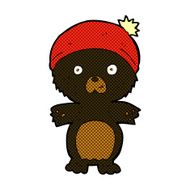 comic cartoon cute black bear in hat