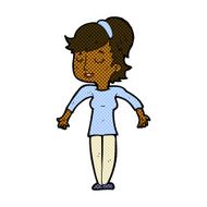 comic cartoon friendly woman shrugging shoulders N2