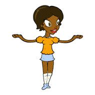 comic cartoon woman with arms spread wide N2