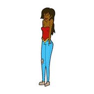 comic cartoon pretty woman shrugging shoulders N2