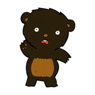 comic cartoon waving black bear cub N4