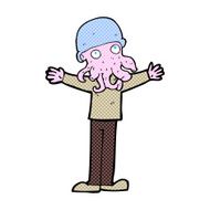 comic cartoon alien squid face man N2
