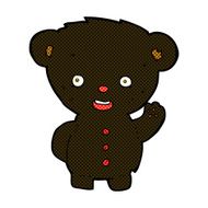 comic cartoon waving black bear cub N5