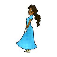 comic cartoon pretty woman in dress N6