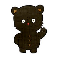 comic cartoon waving black bear cub N6