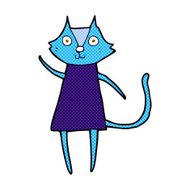 cute comic cartoon black cat waving