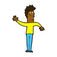 comic cartoon happy waving man N2
