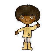 comic cartoon boy in poor clothing giving thumbs up symbol N2