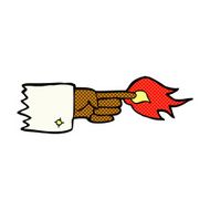 comic cartoon flaming pointing finger symbol N2