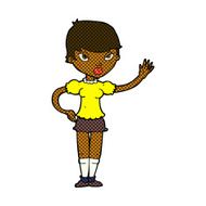 comic cartoon woman waving N55