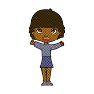 comic cartoon woman waving N57