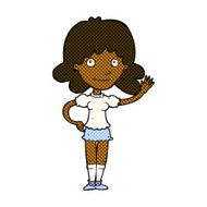 comic cartoon woman waving N58