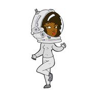 comic cartoon woman wearing space helmet N4