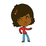 comic cartoon happy woman pointing N9