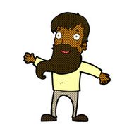 comic cartoon man with beard waving N2