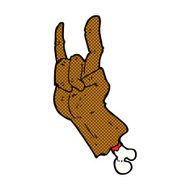 comic cartoon hand making rock symbol