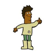 comic cartoon positive thinking man in rags N2