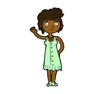 comic cartoon hippie woman waving N2