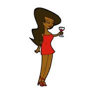 comic cartoon woman at party N3