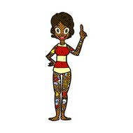 comic cartoon woman covered in tattoos N2