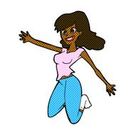 comic cartoon jumping woman N2