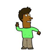 comic cartoon man making peace sign N2