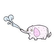 comic cartoon funny little elephant squirting water