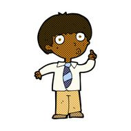 comic cartoon school boy with question N2