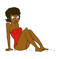 comic cartoon woman in swimsuit N2