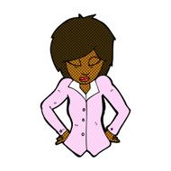 comic cartoon woman with hands on hips N40